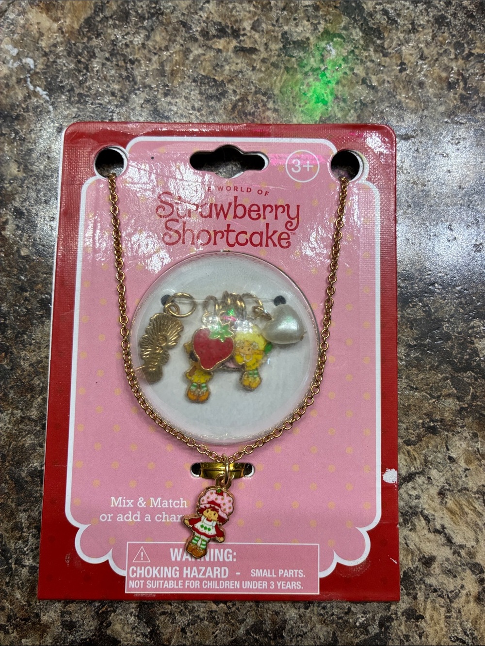 Kids' Gold-Tone Pink Charm Necklace